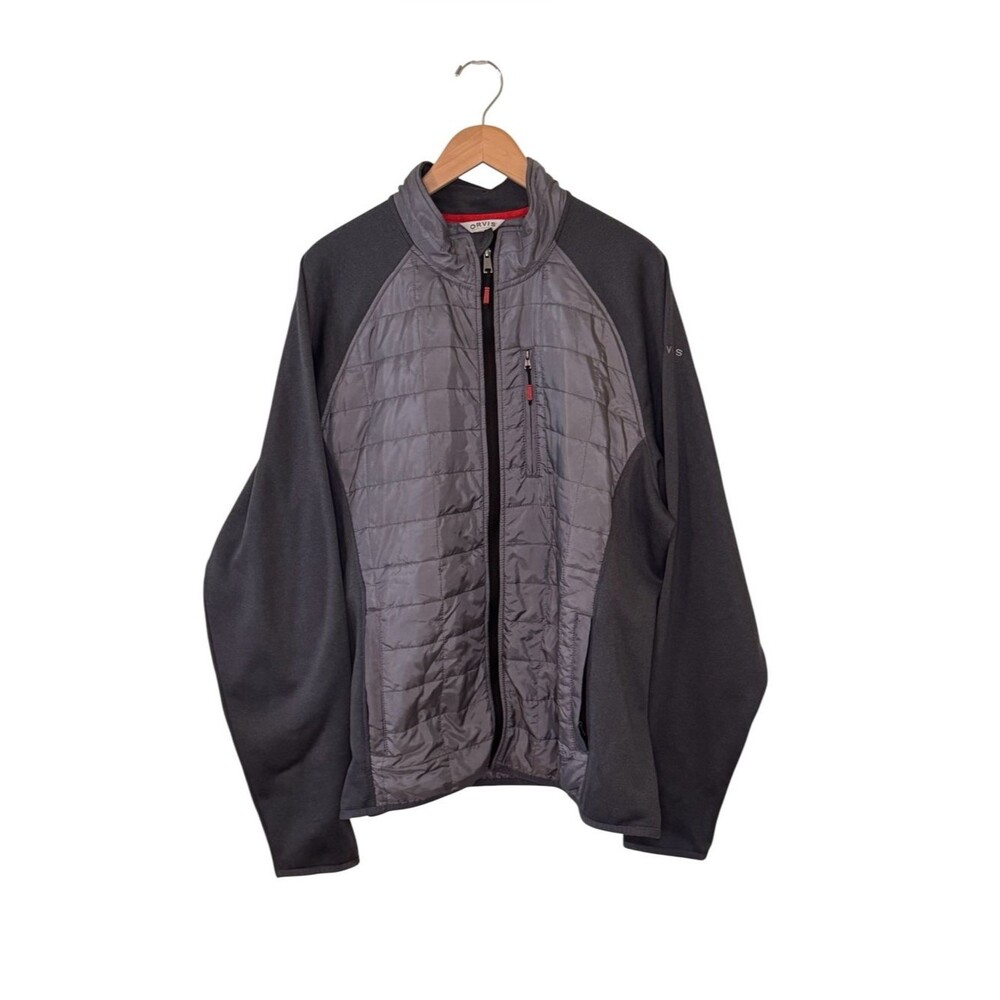 Orvis Men’s Mixed Media Hybrid Quilted Full-Zip Jacket Size XXL Grey Black